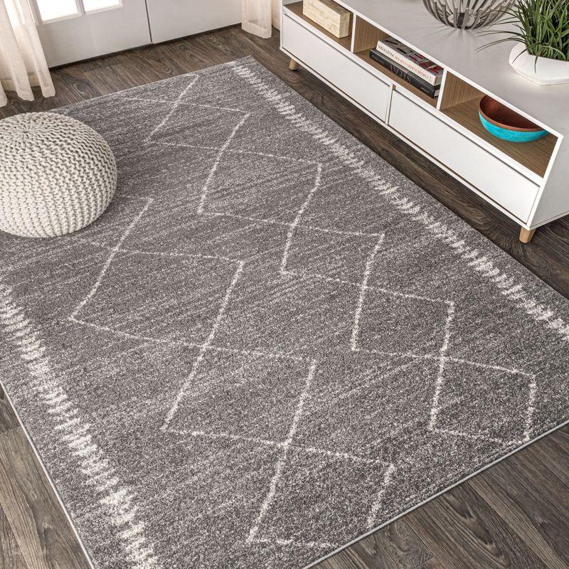 5'x8' Zaina Moroccan Beni Souk Area Rug, Gray/Cream - JONATHAN Y