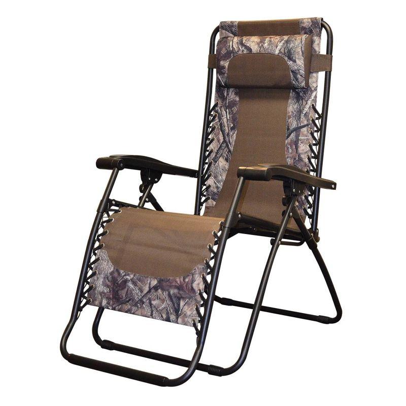 Camouflage Zero Gravity Steel Frame Outdoor Lounger with Armrests