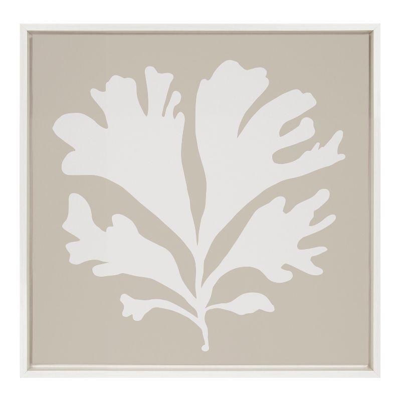 22" x 22" Sylvie Neutral Coral Beige Framed Canvas by Creative Bunch White - Kate & Laurel All Things Decor: Coastal Style