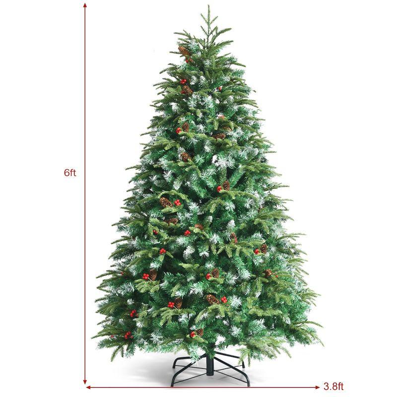 6ft Pre-Lit Snowy Christmas Hinged Tree 11 Flash Modes w/ 350 Multi-Color Lights