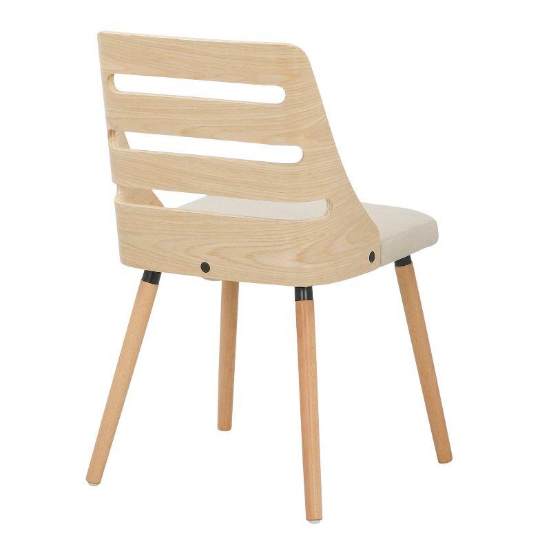 Cream Fabric and Natural Wood Upholstered Ladderback Side Chair