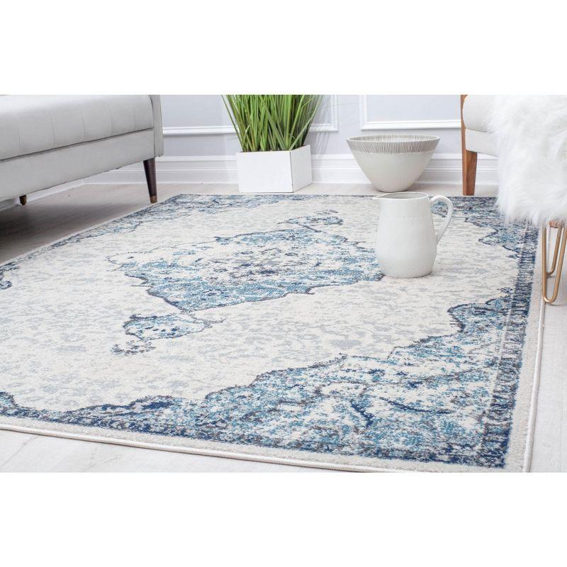 Rugs America Harper HY50G Bluebonnet Transitional Vintage Area Rug for Dining Room Rug Neutral Rug Living Room Rug Kitchen, 2'6"x4'
