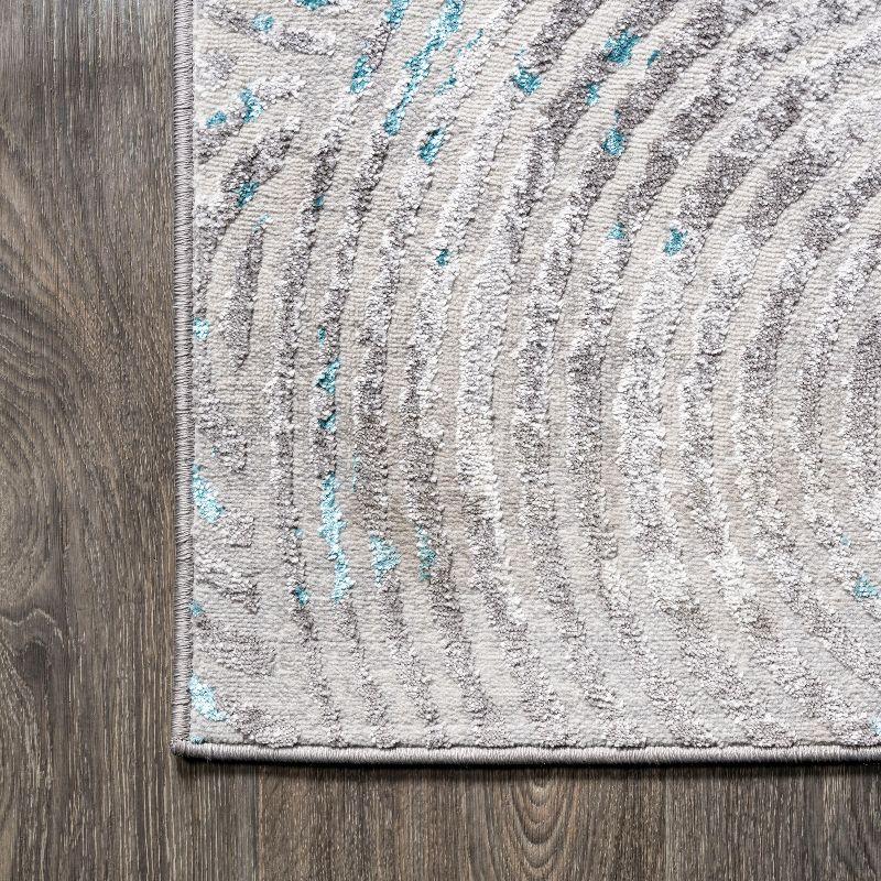 3'x5' Timeworn Modern Abstract Area Rug, Gray/Turquoise - JONATHAN Y