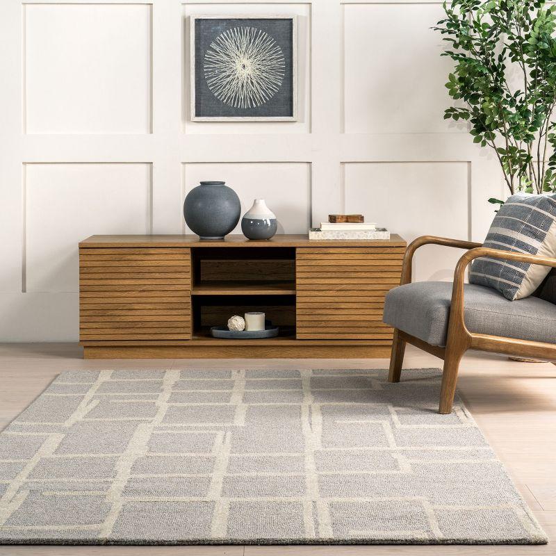 Nuloom James Geometric 5x8 Wool Indoor Area Rug for Living Room Bedroom Dining Room Kitchen, Grey