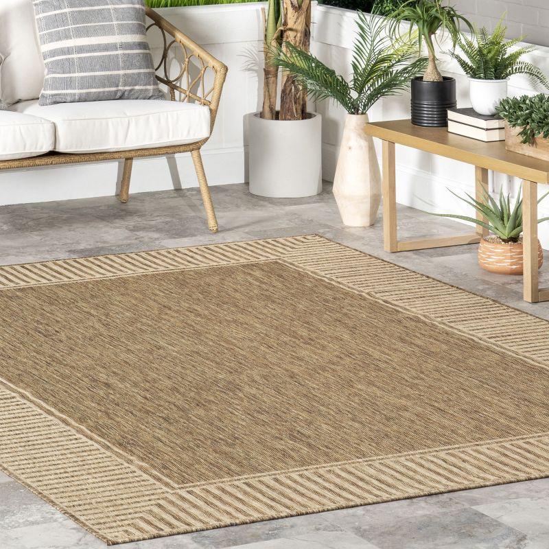 nuLOOM 4' x 6' Outdoor Area Rug, Stain Resistant, Weather Resistant, High Traffic, Patio, Balcony, Outside, Living Room, Dining Room, Asha Light Brown