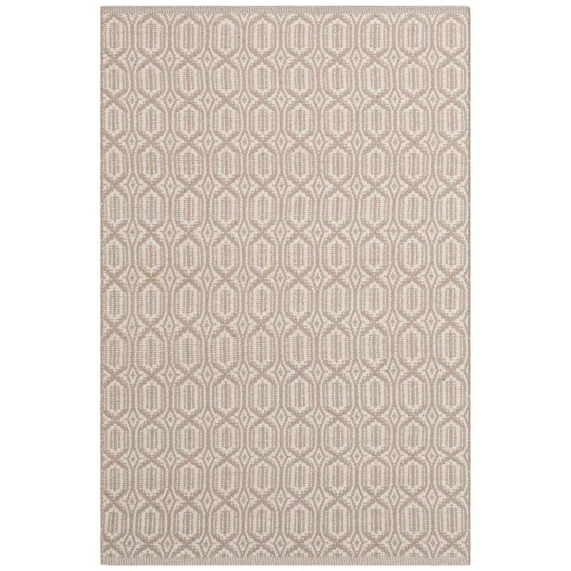 Ivory and Grey Flat Woven Cotton Area Rug, 3' x 5'