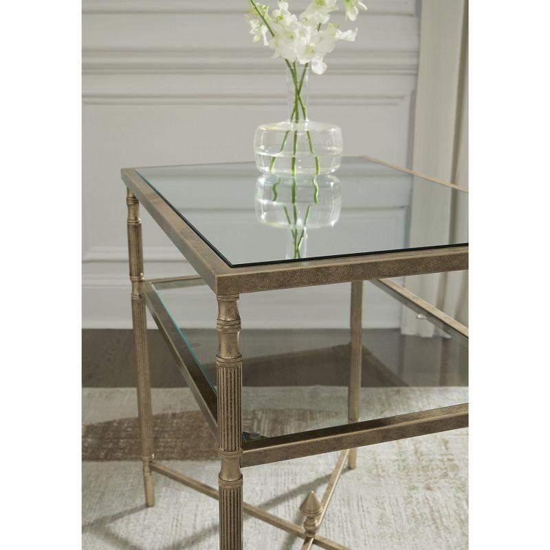 Signature Design by Ashley Cloverty Glass End Table. Gold