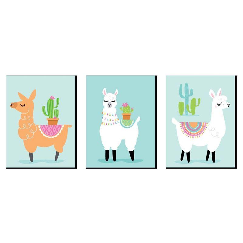 Big Dot of Happiness Whole Llama Fun - Nursery Wall Art, Kids Room Decor and Llama Fiesta Home Decor - Gift Ideas - 7.5 x 10 inches - Set of 3 Prints