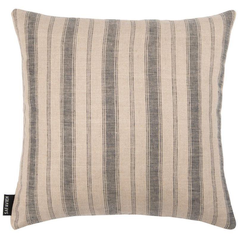 Provence Charm Blue and Natural Striped 16" Linen Pillow