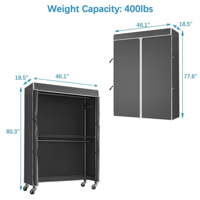 VIPEK V12C Heavy Duty Rolling Garment Rack with Cover Clothing Rack, Black Rack with Cover