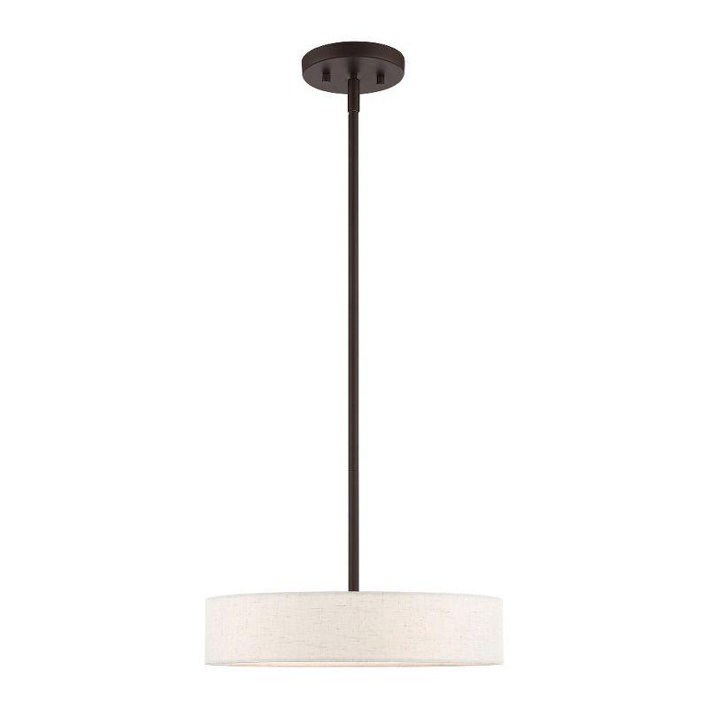 Venlo Modern 4-Light Bronze Drum Pendant with Oatmeal Fabric Shade