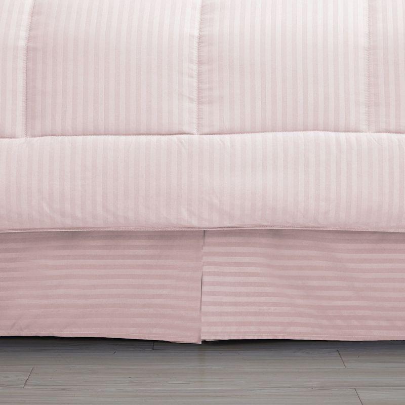 8 Piece Embossed Dobby Stripe Bed In A Bag Set - King, Pale Pink
