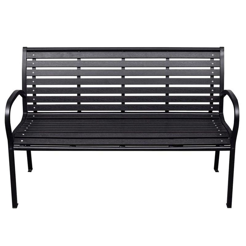 vidaXL Patio Bench, Black 45.7" Steel and WPC