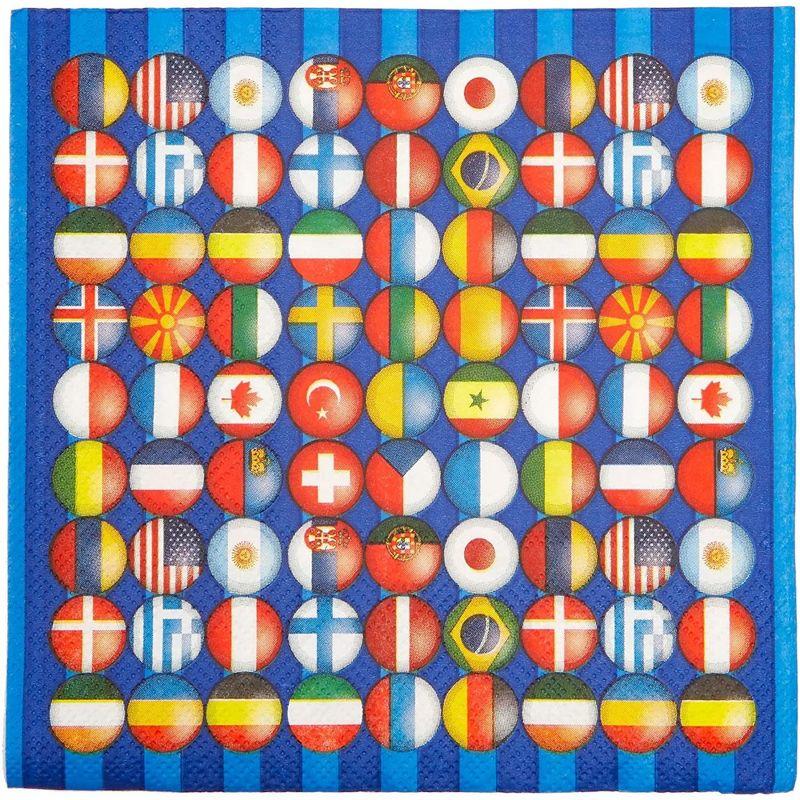 Blue Panda 100 Pack International Flag Disposable Paper Napkins 6.5" Party Supplies