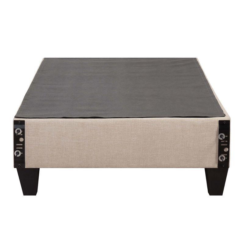 Picket House Furnishings Twin Abby Platform Bed Cream: Faux Leather Upholstery, No Box Spring Needed