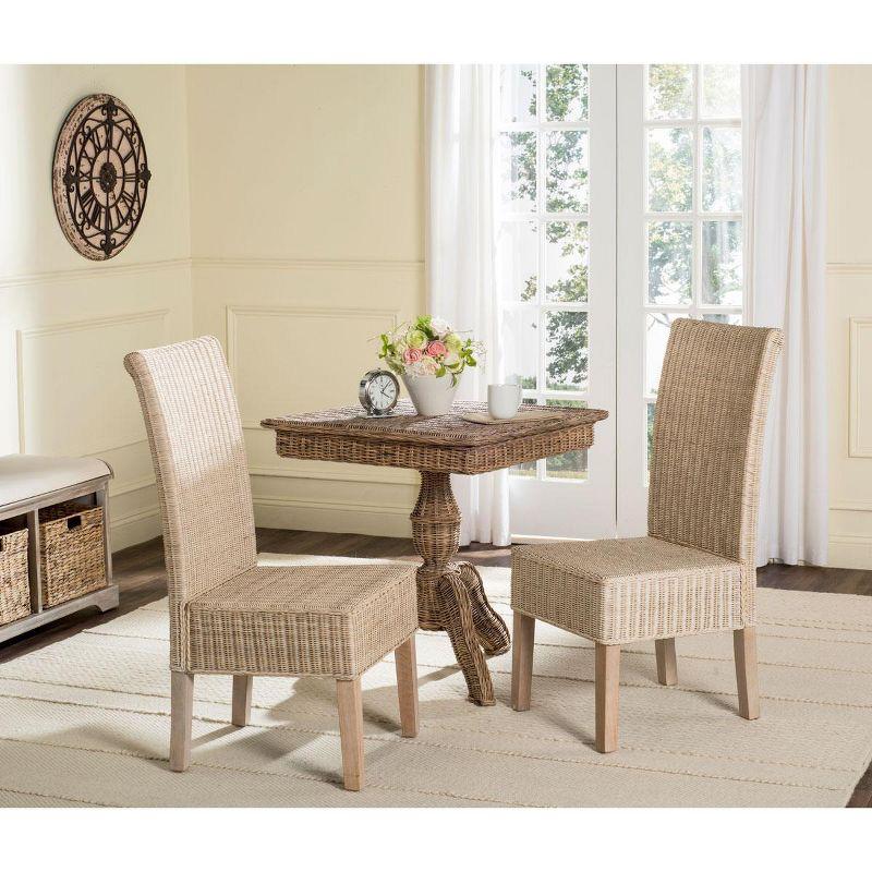 Arjun 18H Wicker Dining Chair (Set Of 2) - White Washed - Safavieh