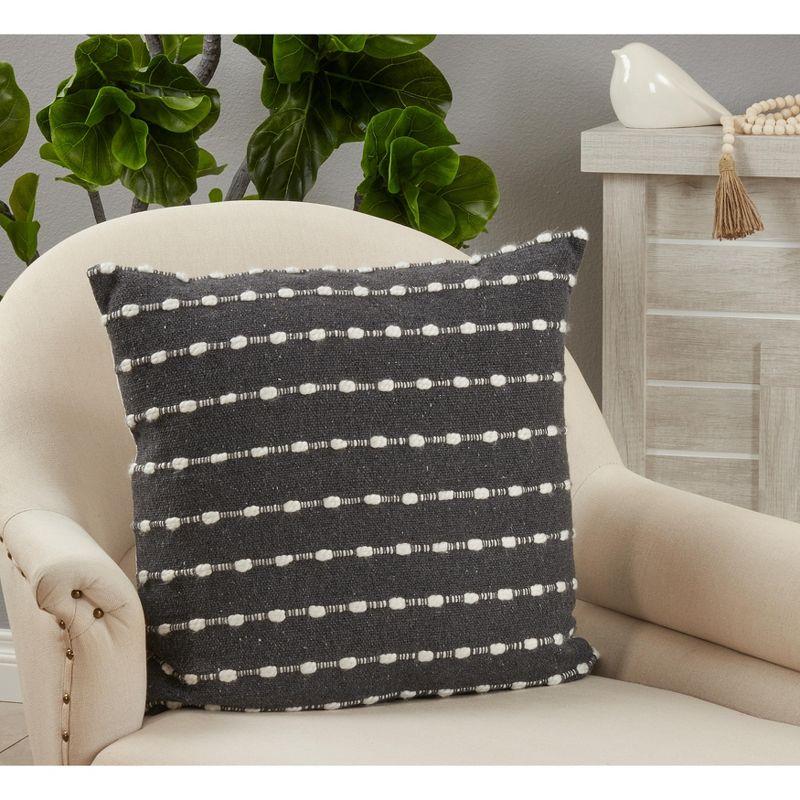 Black and White Striped Cotton Decorative Pillow Cover