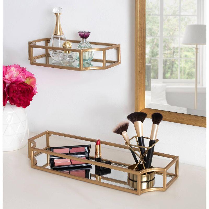 Kate & Laurel All Things Decor 2pc Ciel Metal Wall Shelf Set Gold: MDF Floating Shelves, No Assembly Required