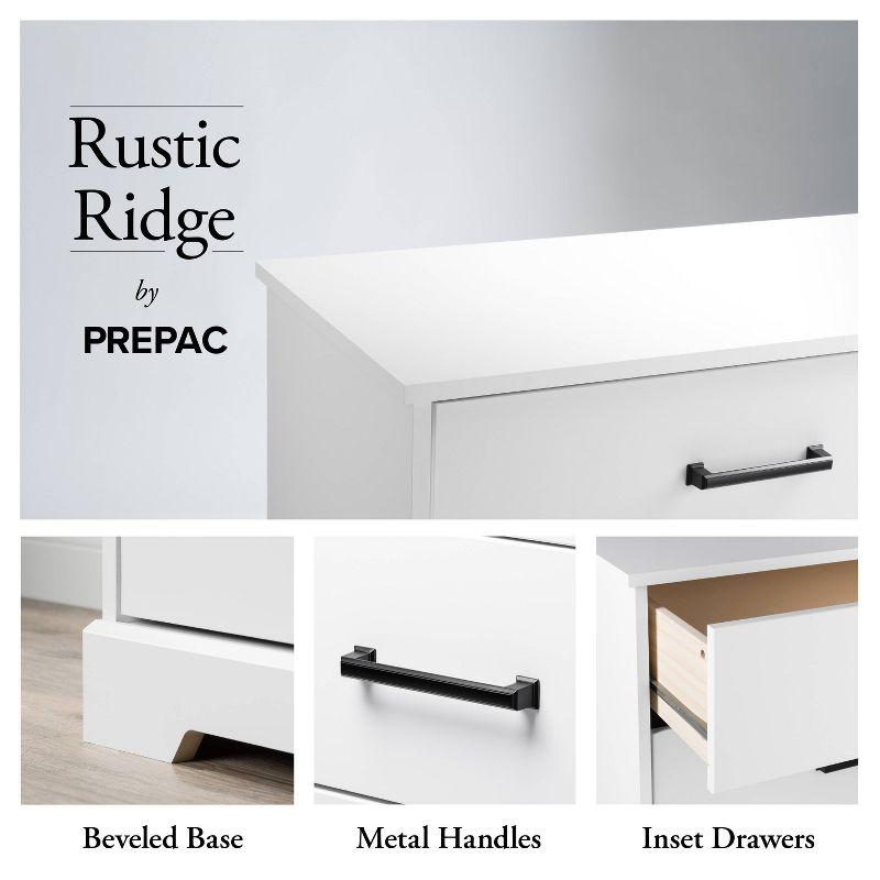 Prepac Rustic Ridge Farmhouse 6 Drawer Bedroom Dresser White
