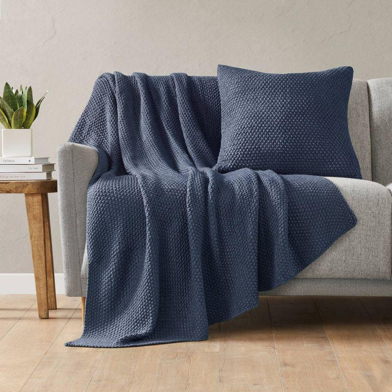 Bree 20" x 20" Indigo Cotton Polyester Knit Pillow Cover