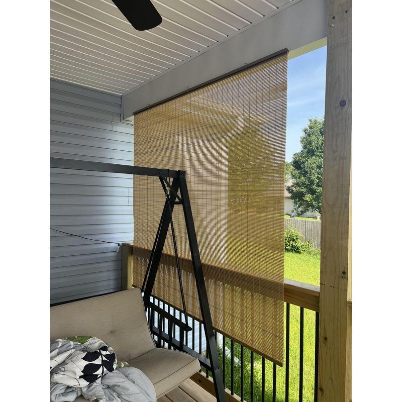 48" x 72" Outdoor Oval Vinyl Cord-Free PVC Rollup Blinds White - Radiance: UV Protection, Child Safe