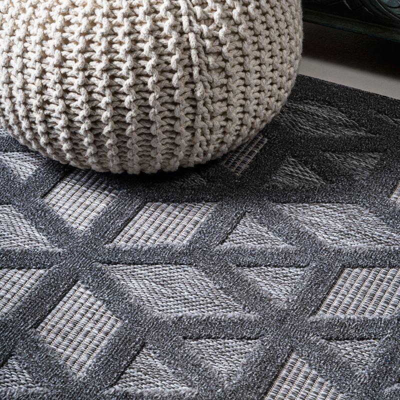5 X 8 Talaia Neutral Geometric Indoor/Outdoor Area Rug, Dark Gray - JONATHAN Y