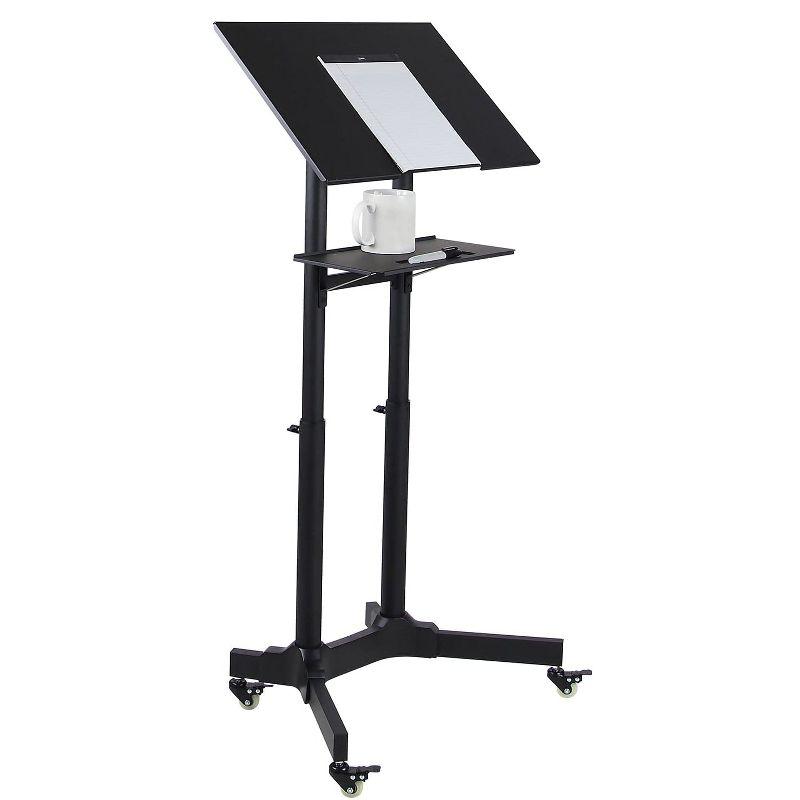 Black Aluminum Adjustable Mobile Standing Desk with Casters