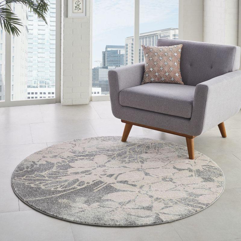 Tranquil TRA08 Beige/Navy Area Rug Contemporary Ombre Floral By Nourison