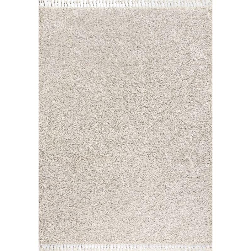 Modern Cream Shag Rectangular Area Rug 3x5 Feet - Easy Care & Stain-resistant