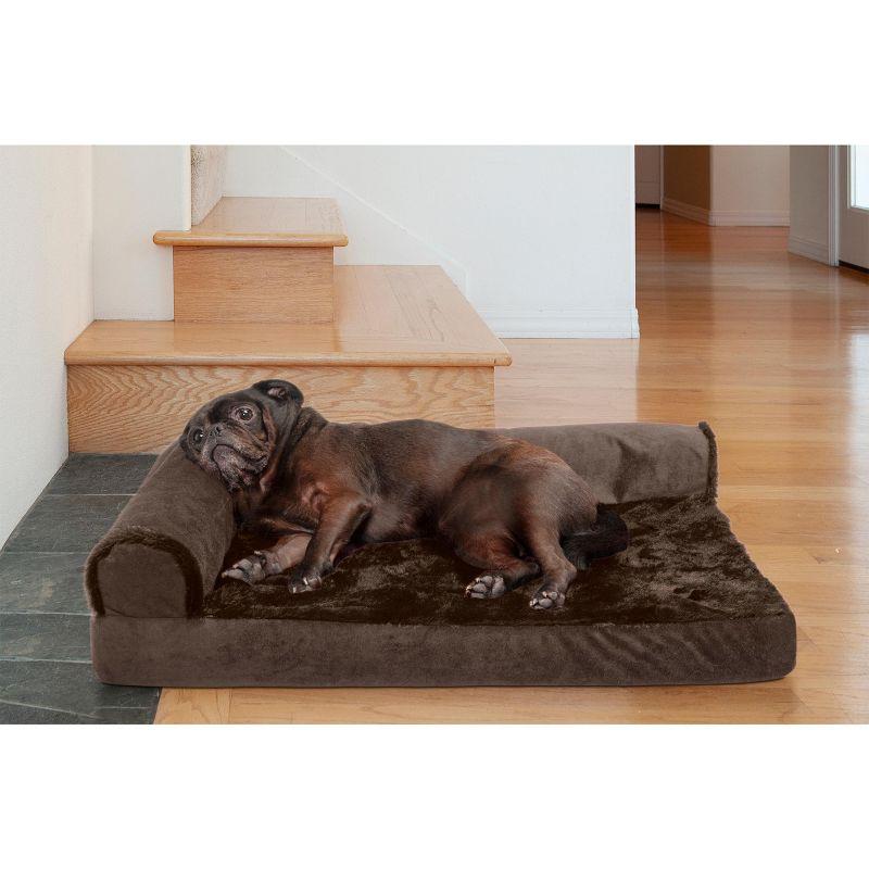 FurHaven Plush & Velvet Deluxe L-Chaise Orthopedic Pet Bed