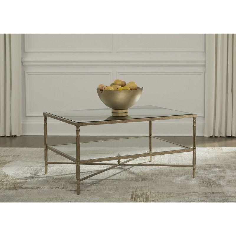 Signature Design by Ashley Cloverty Glass Top Coffee Table, Aged Gold