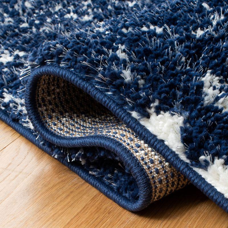 Berber Fringe Shag BFG519 Power Loomed Indoor Area Rug - Dark Blue/Ivory - 6'7"x9' - Safavieh
