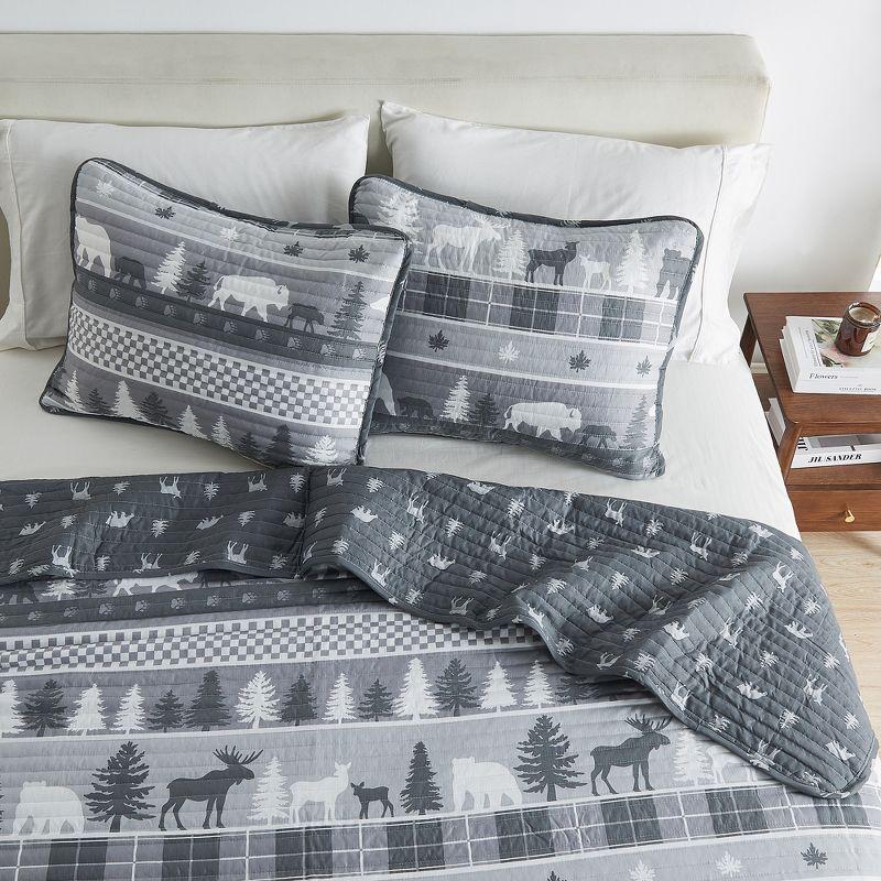 Rustic Woodland Printed Reversible Quilt Set - Great Bay Home