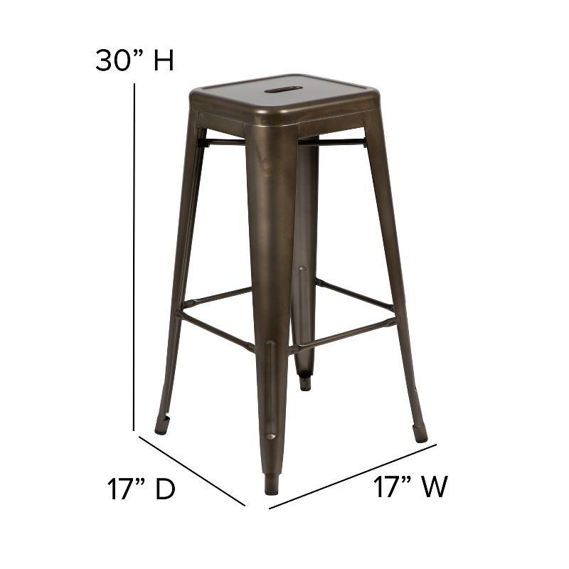 Set of 4 Gun Metal Gray Industrial Metal Indoor Bar Stools