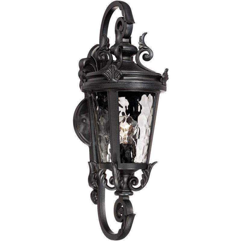 Marseille Black and Bronze 19" Outdoor Wall Light with Hammered Glass