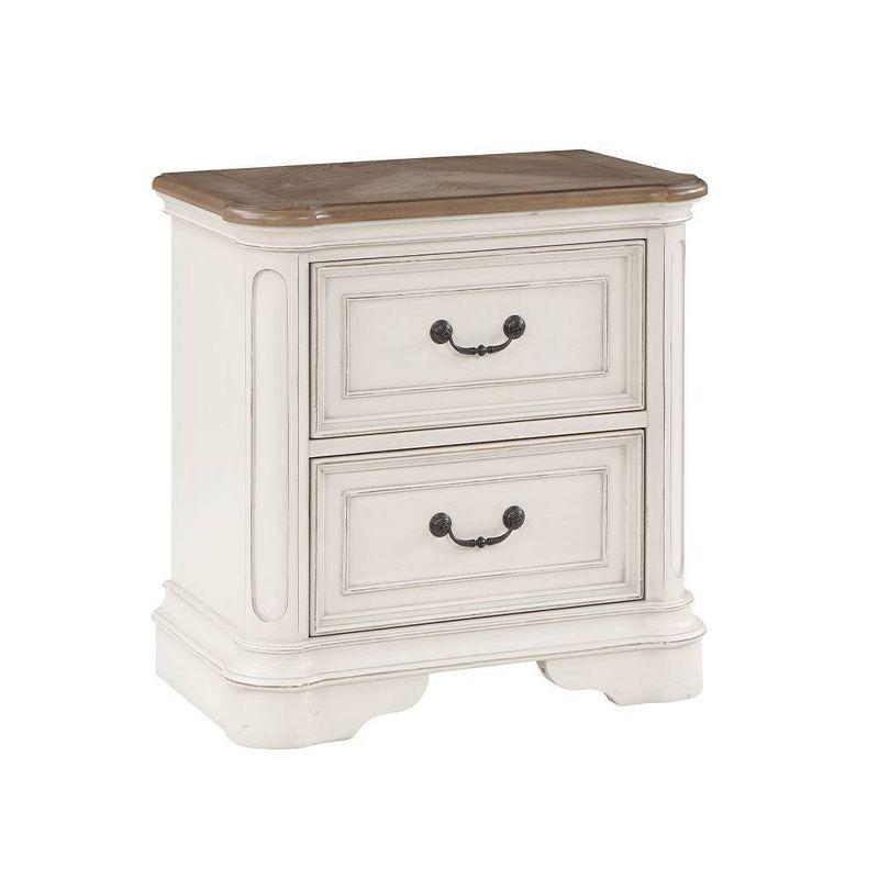 28" Florian Nightstand Antique White Finish - Acme Furniture: Elegant Square Design, No Assembly, Wood Composite Frame