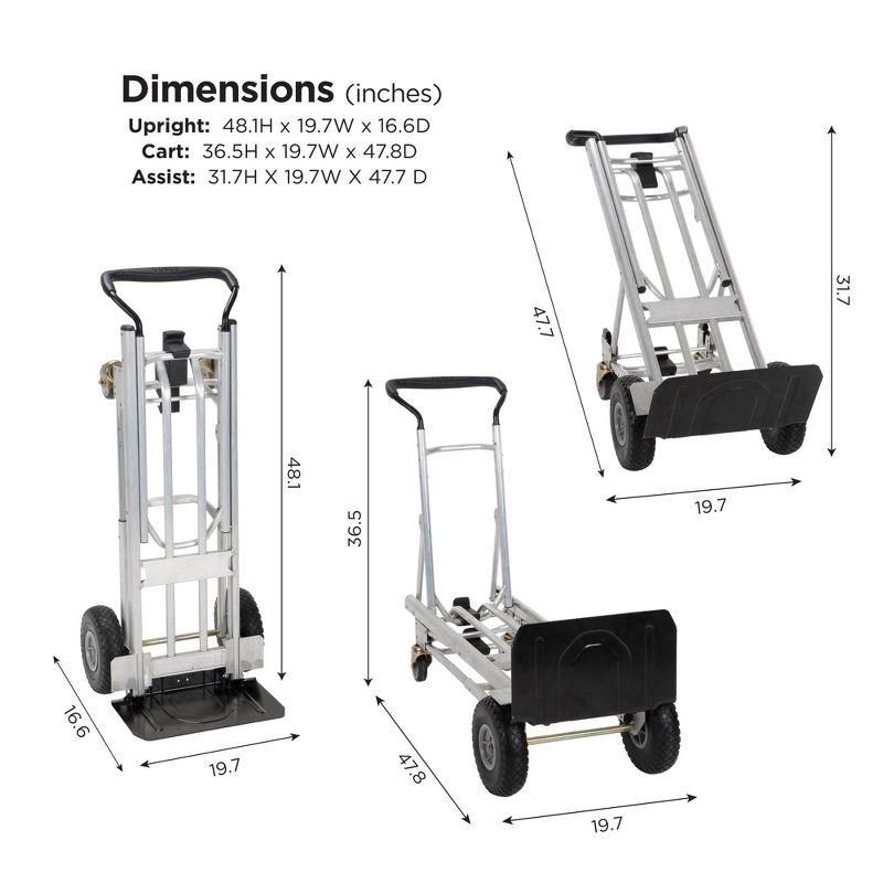 COSCO Folding 4-in-1 Hand Truck with Folding Toe Plate and Flat-Free Wheels, Silver/Black