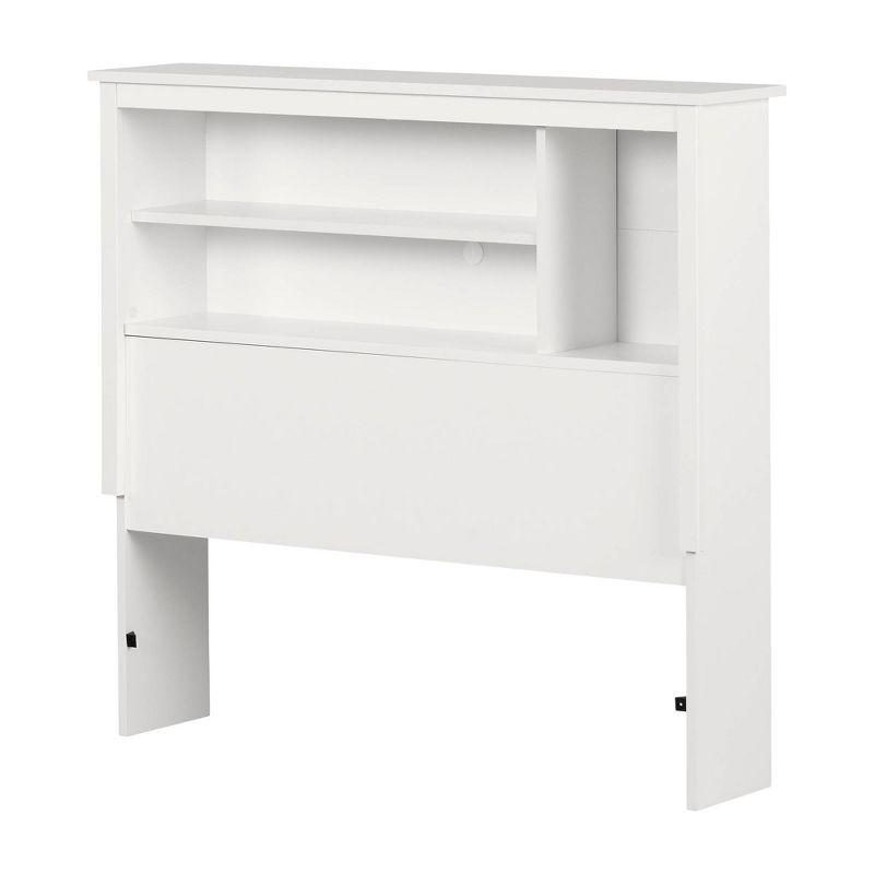 Twin White Wood Headboard with Storage Shelves