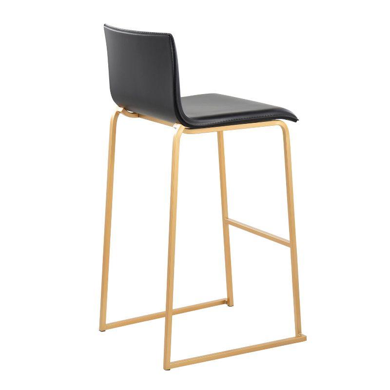 Set of 2 Mara Upholstered Barstools Black/Gold - Lumisource: Faux Leather, Steel Base, Footrest, 250lb Capacity