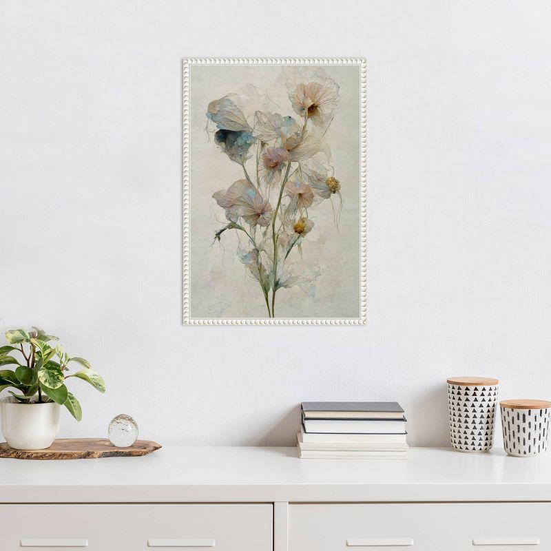 16"x23" Fragile Flowers by Treechild Framed Canvas Wall Art Print White - Amanti Art: Ethereal Botanical Lithograph, Modern Decor