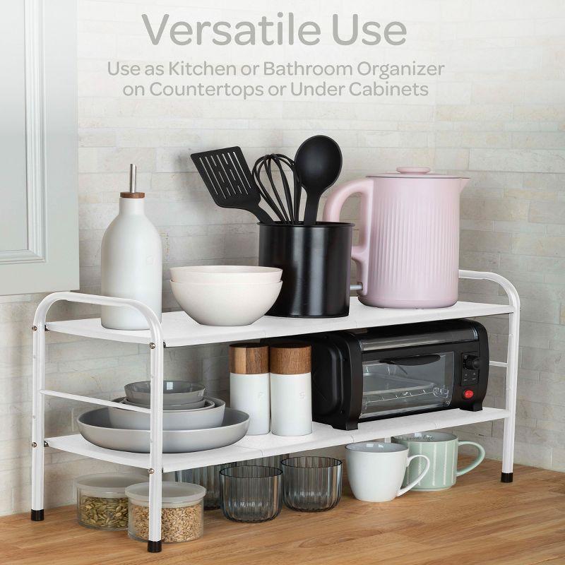 Under Sink Organizer - 2 Tier Adjustable Shelf Organizer with 8 Removable Panels - Kitchen or Bathroom Under Sink Organizers and Storage by Home-Complete