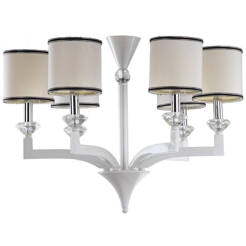 Ethereal Pearl White Crystal 6-Light Chandelier with Cotton Shades