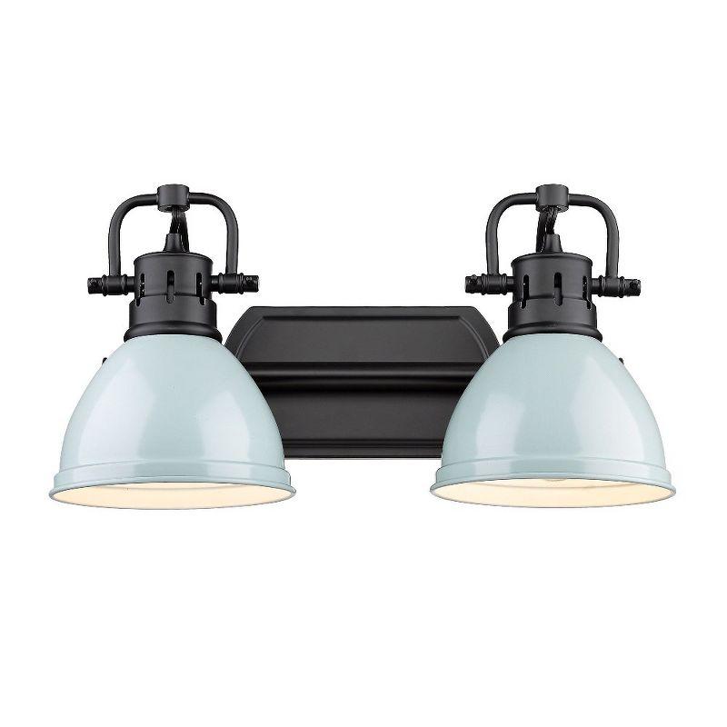Golden Lighting Duncan 2-Light Vanity Light in Matte Black with Seafoam