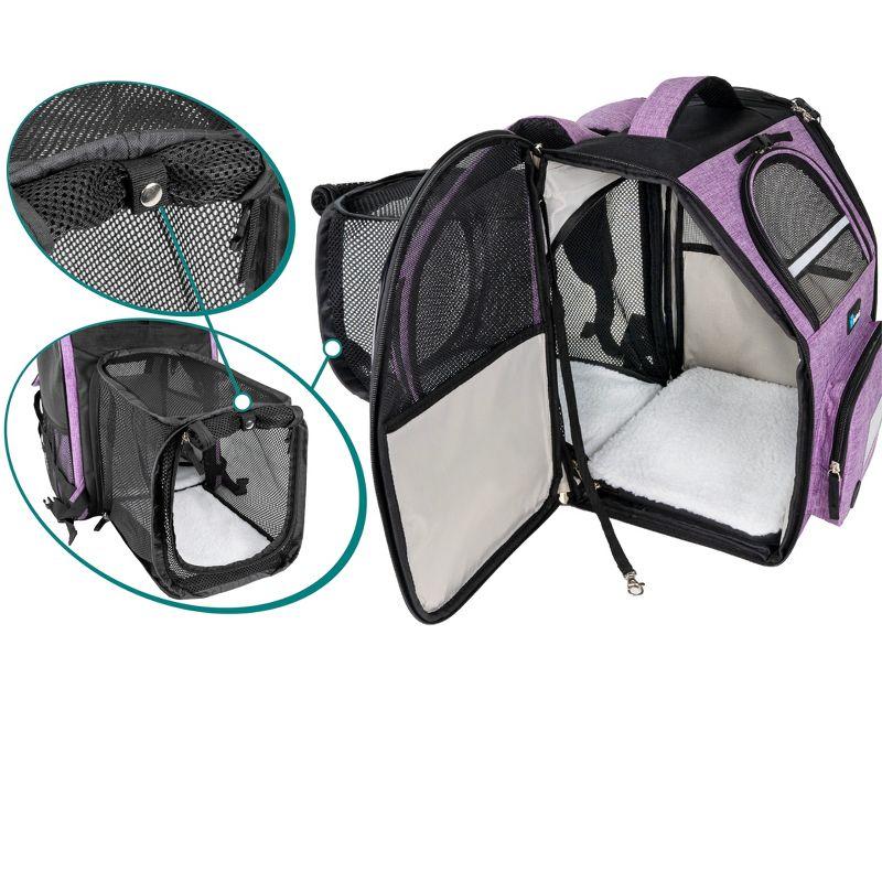 PetAmi Expandable Pet Backpack Carrier for Dog Cat, Airline Approved Travel Hiking Carrying Small Medium Puppy Kitten Extended Back Pack