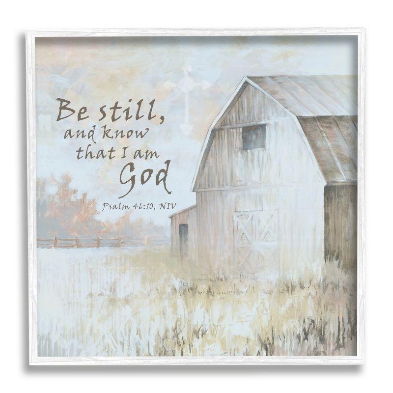 Stupell Industries Religious Psalm Verse Rural Country Barn Farmland Framed Giclee Art, 12 x 12