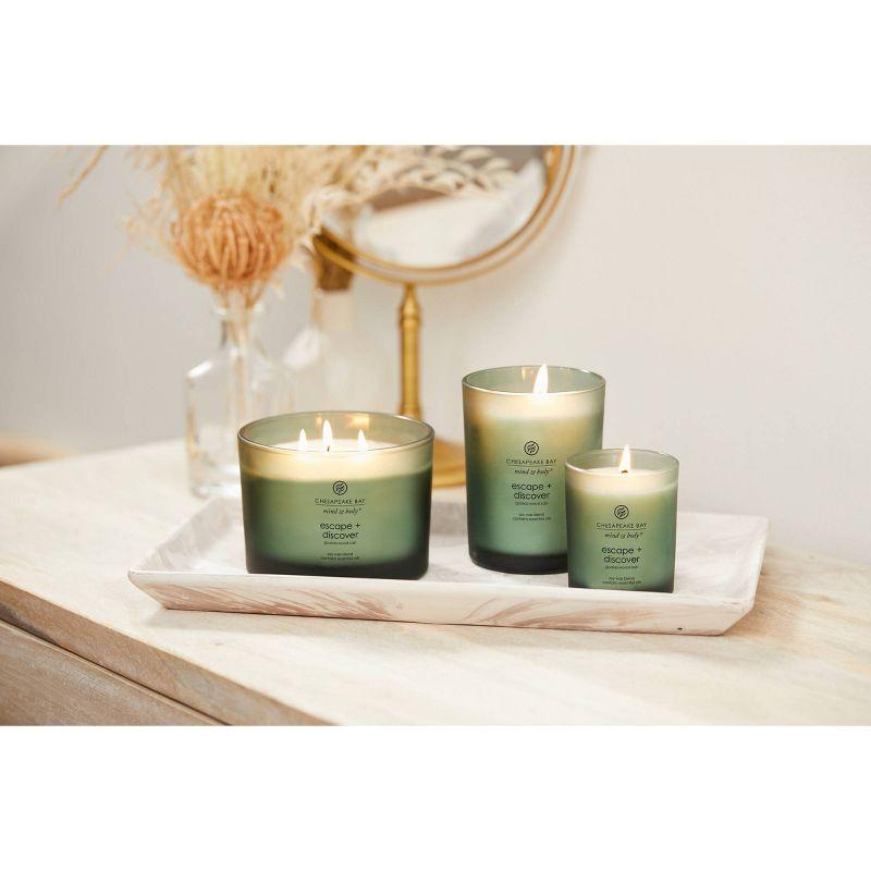 Frosted Glass Escape + Discover Lidded Jar Candle Green 8.8oz - Mind & Body by Chesapeake Bay Candle: Soy Wax, Essential Oils, 44hr Burn
