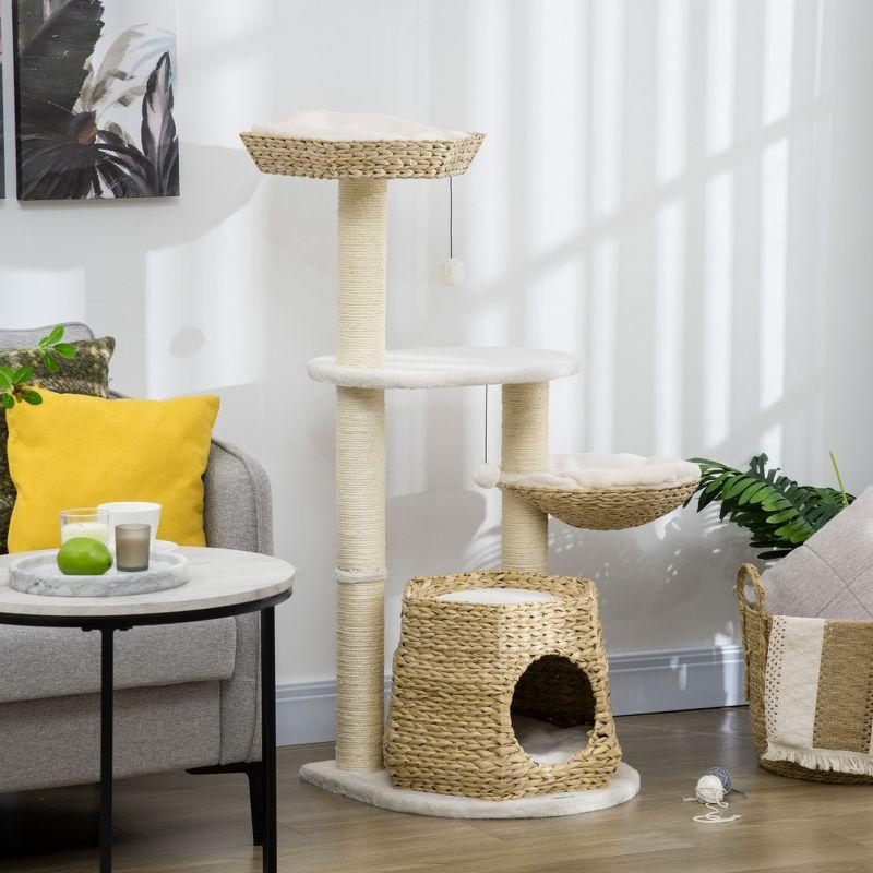 Natural Sisal Multi-Level Cat Tree with Hanging Balls