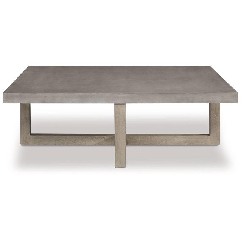 Lockthorne Contemporary Gray Marble & Wood 52'' Square Lift-top Coffee Table