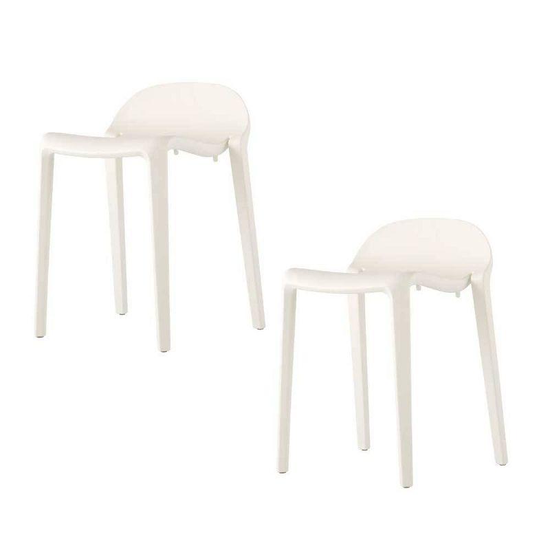 2pc Joyous Short Stools - White - Lagoon: Resin Frame, Mold & UV Resistant, No Assembly Required