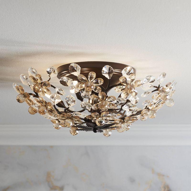 Vienna Crystal Blooms Vintage Brown Ceiling Light